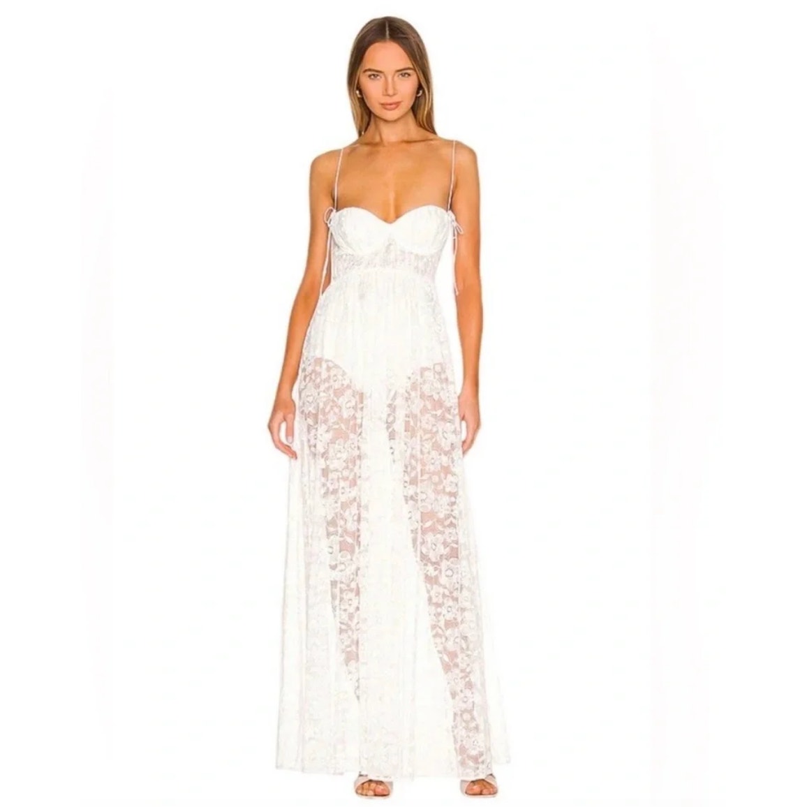 $345 For Love & Lemons Lace Marisol Bridal Gown Bodysuit Xs Nwt